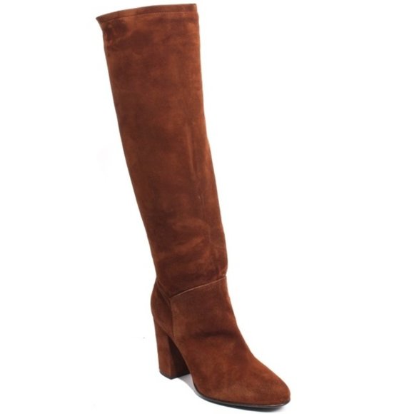 ITALIAN Brown Suede Leather Knee-High Heel Boots